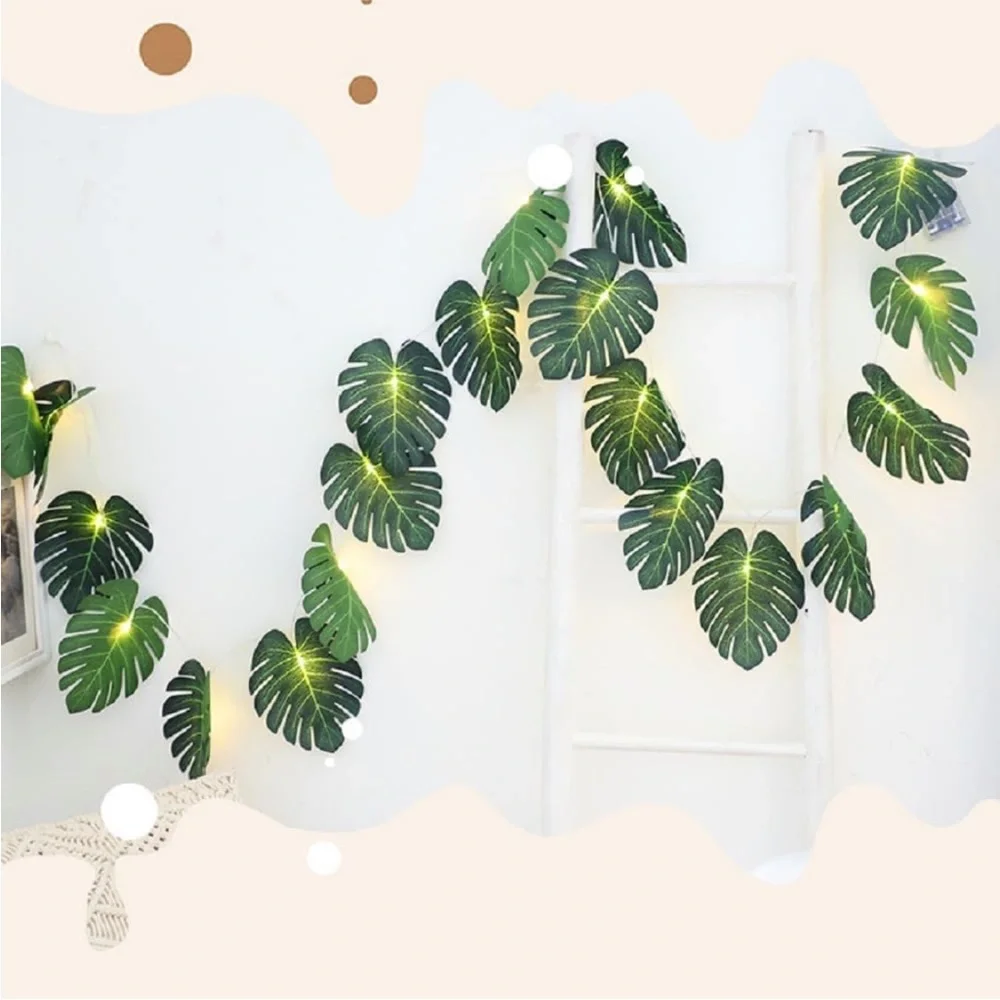 Monstera Leaf String Light Tropical Forest Boho Party Dorm Room Summer LED Decor